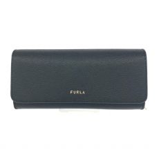 フルラ/二つ折り長財布/レザー/ブラック