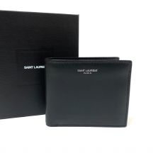 サンローランパリ/二つ折り財布/レザー/ブラック/スレ