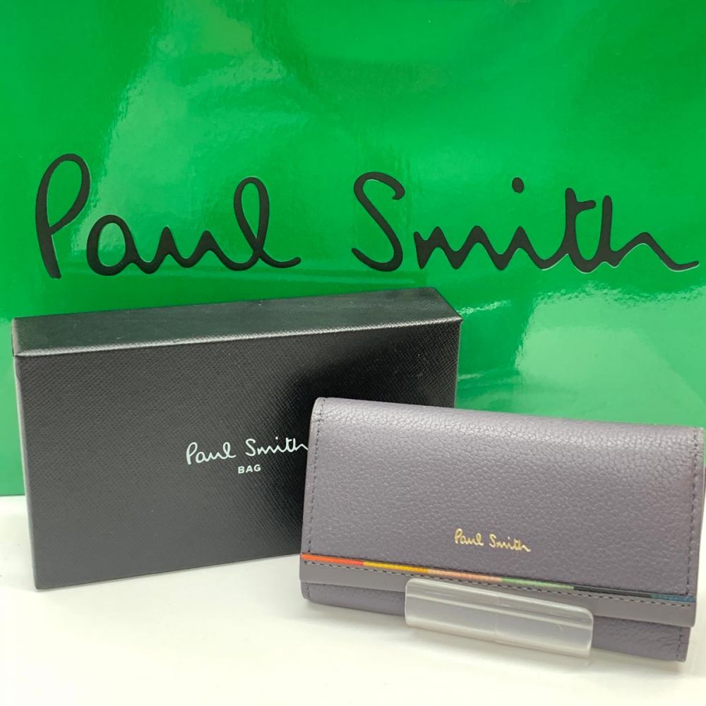 Paul Smith ポールスミス キーケース グレージュ ４連 花柄 レザー