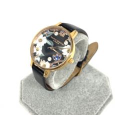 オリビアバートン/腕時計/OBW0471/フラワー/SS×レザー/ローズゴールド×ブラック/ブレスレット＆箱付/ベルト汚れ
