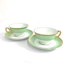 大倉陶園/カップ＆ソーサー2客セット/メイグリーン/色蒔/金彩