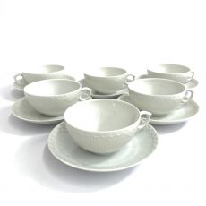 ロイヤルコペンハーゲン/ティーカップ＆ソーサー/ホワイトフルーテッド/6客セット/箱なし