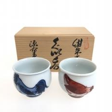 源右衛門窯/ぐい呑み/干支/酉/2客セット/箱付