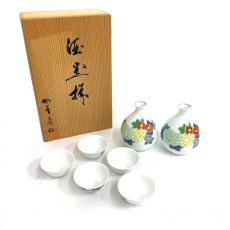香蘭社/酒器揃/徳利2本、猪口5客/箱付