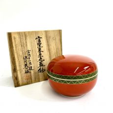 深川製磁/蓋物/官窯朱赤丸/5号/箱付