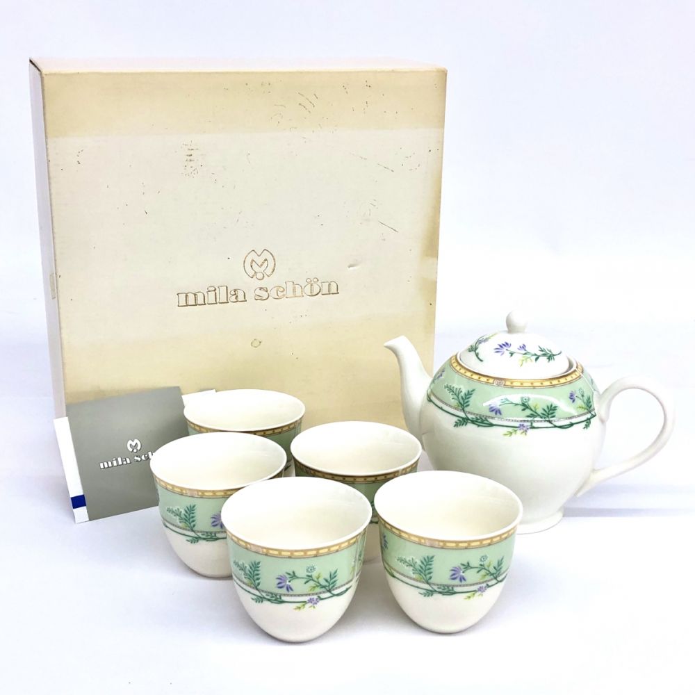ミラショーン×ナルミ/茶器セット/ポット1カップ5/急須/湯呑/花柄/箱ヤケ大