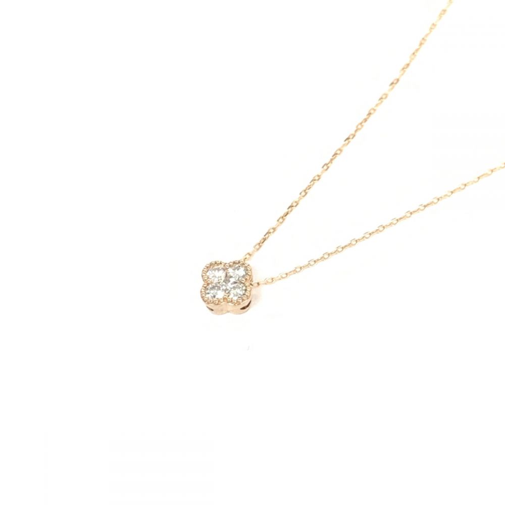 ポンテヴェキオ/ネックレス/フラワーモチーフ/ダイヤ0.15ct/K18PG/総重量1.3g