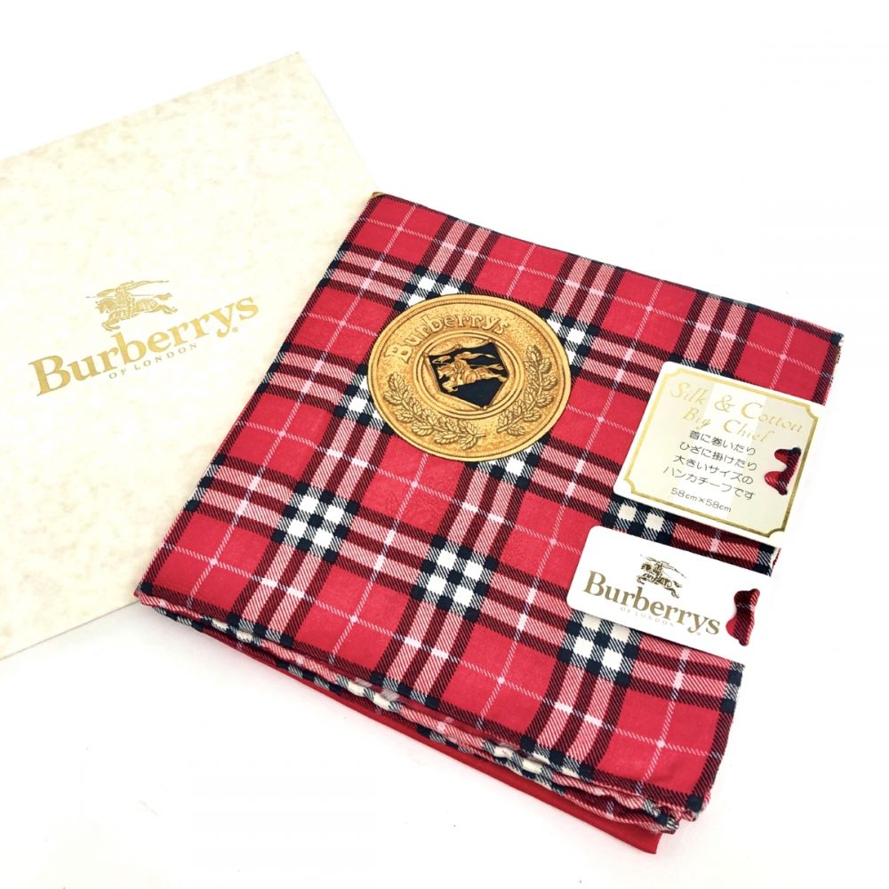 Burberry バーバリー 大判シルクスカーフ 刺々し ノバチェック ロゴ