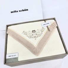ミラショーン/綿毛布/ロゴ刺繍/昭和西川/ホワイト/箱付